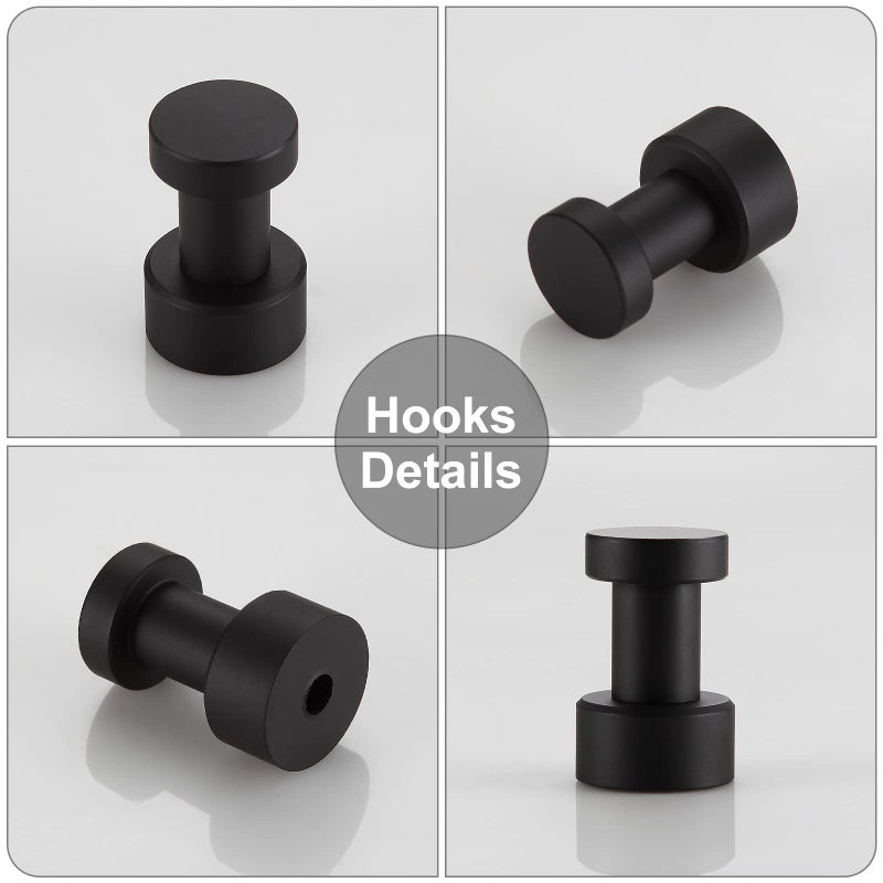 BVL Black Robe Hook Brass Small Towel Hook for Bathoom with Glue - Image 4